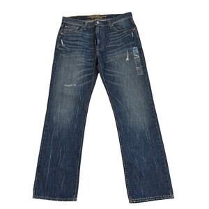 American Eagle Jeans Mens Sz 33x32 Blue Original Straight Distressed 100% Cotton